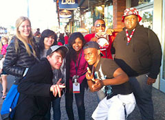 (Left to right) Ali Osborne in San Francisco with DiscoveryBound teens Nicole, Alex, Bunni, Shawn, Trayvon and Juwan